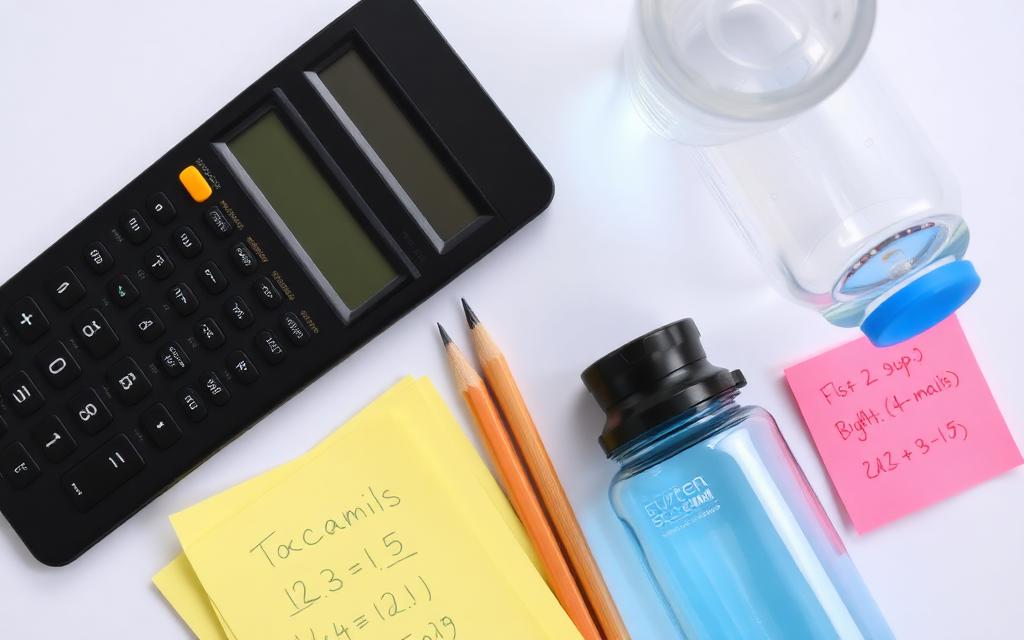 Exam prep flatlay with calculator, pencils and notes