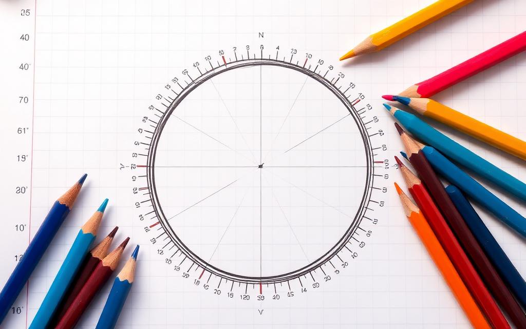 Hand-drawn unit circle on graph paper