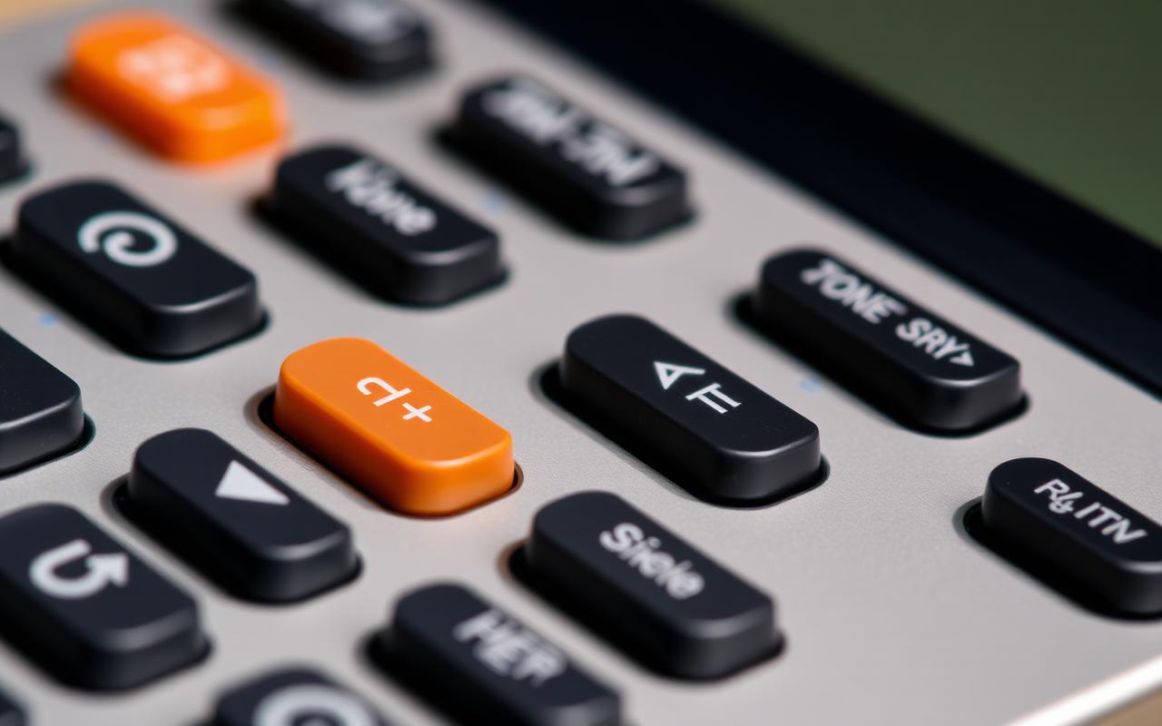 Close-up of scientific calculator function keys